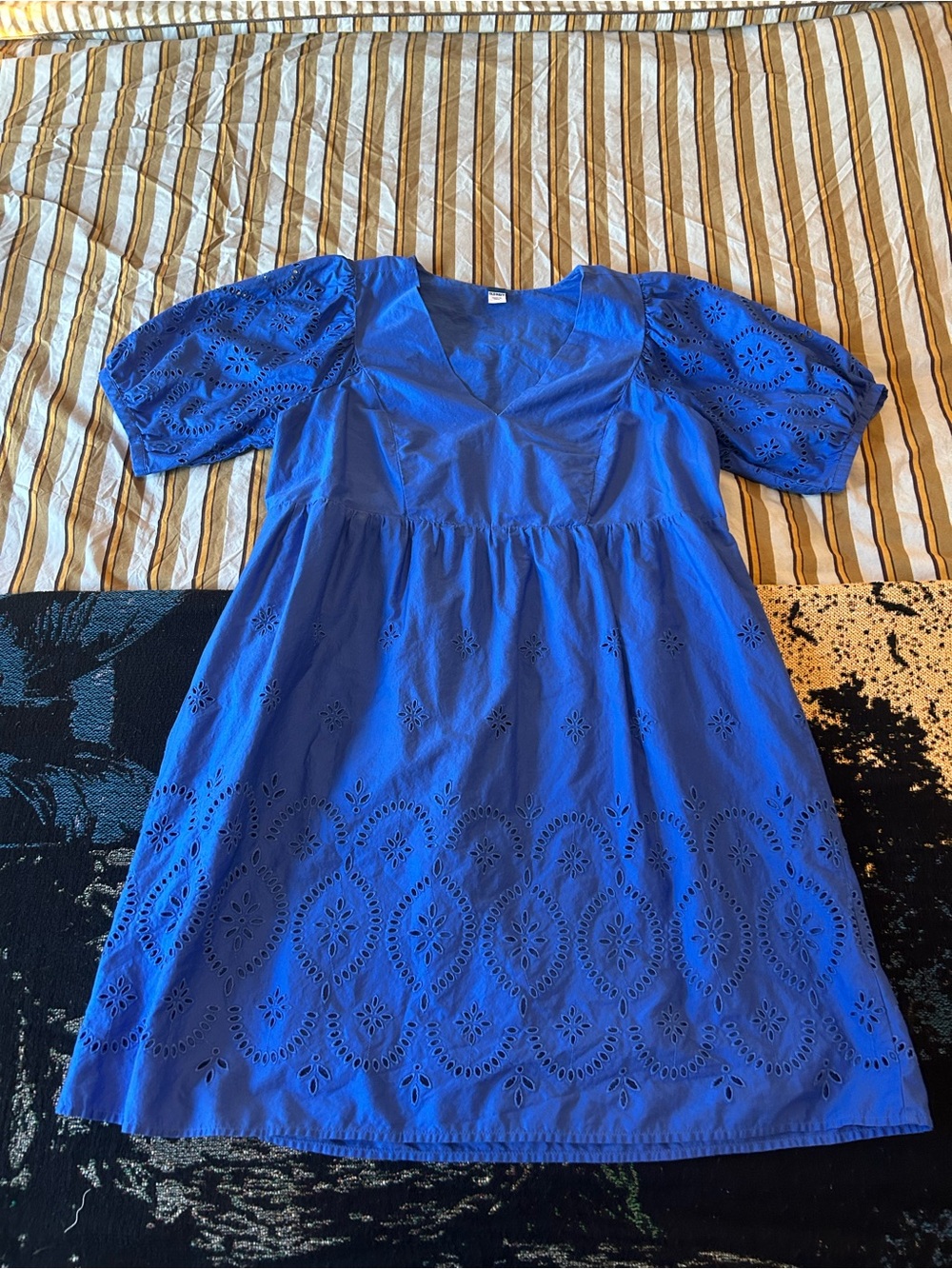 Old Navy Royal Blue Eyelet Babydoll Dress
